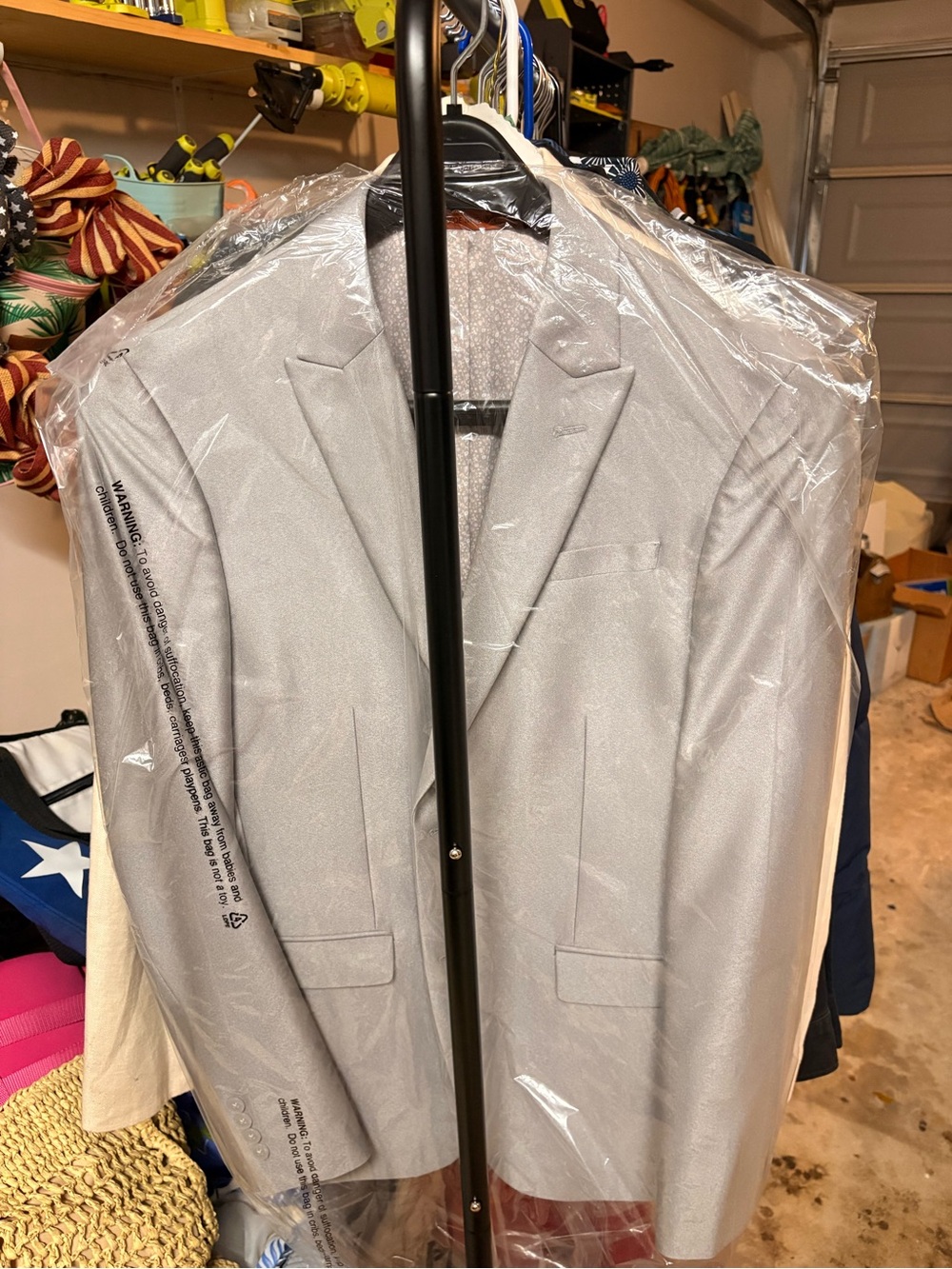 Egara Light Grey Skinny Fit Suit Blazer - Size: 38R